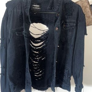 Ripped black denim jacket